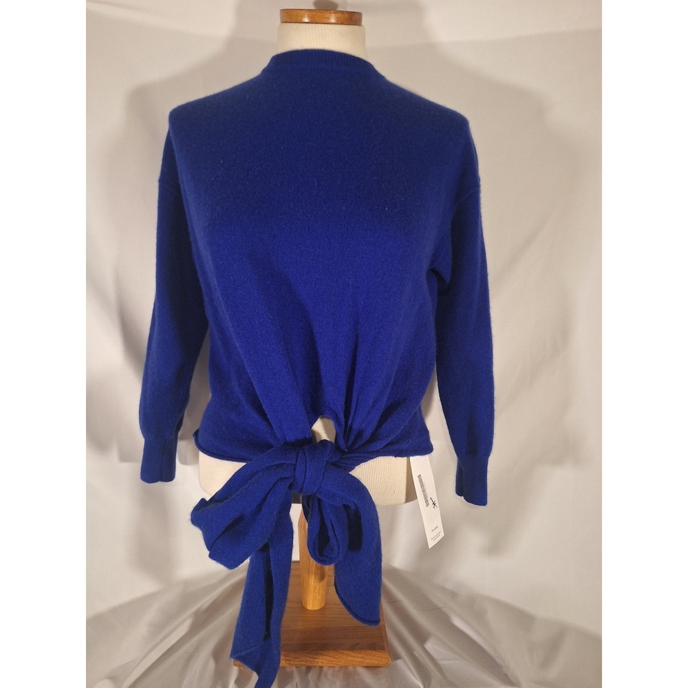Michelle Mason Womens‎ Blue Long Sleeve Tie Front Sweater Knit Top FLAWED SZ S
